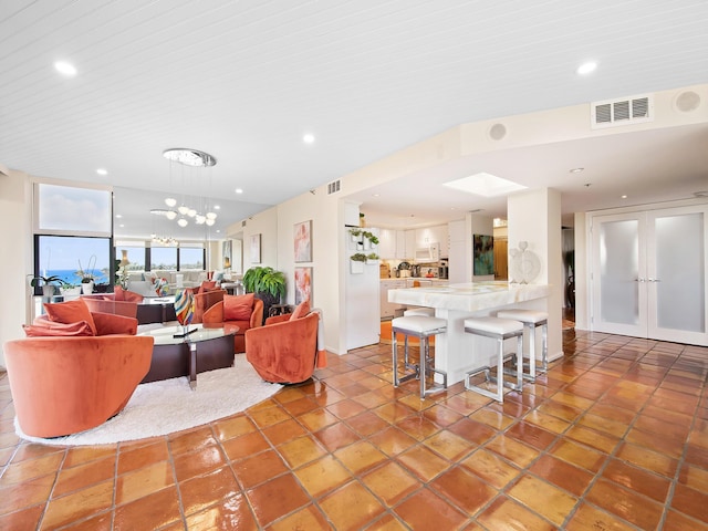 living room with french doors