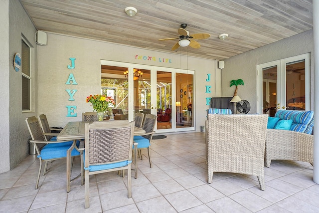 view of patio / terrace featuring ceiling fan and an outdoor living space