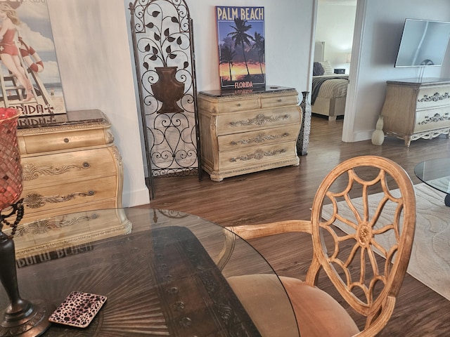 sitting room featuring dark hardwood / wood-style floors