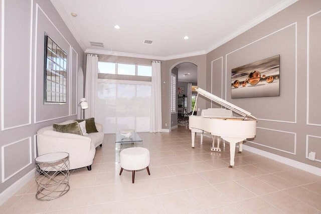 9895 SW Nuova Way, Port Saint Lucie, FL 34986 - living area with ornamental molding and light tile patterned floors