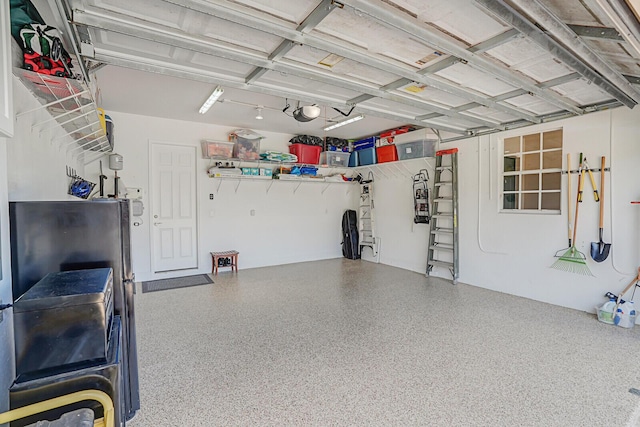 garage with a garage door opener