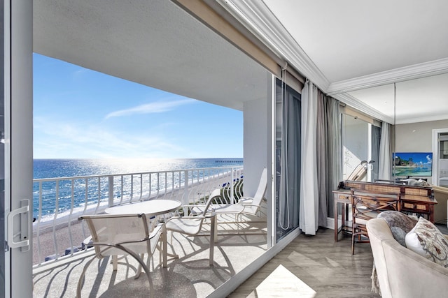 balcony with a water view