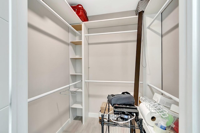 walk in closet with hardwood / wood-style flooring