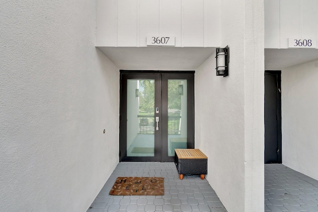 doorway to property with french doors