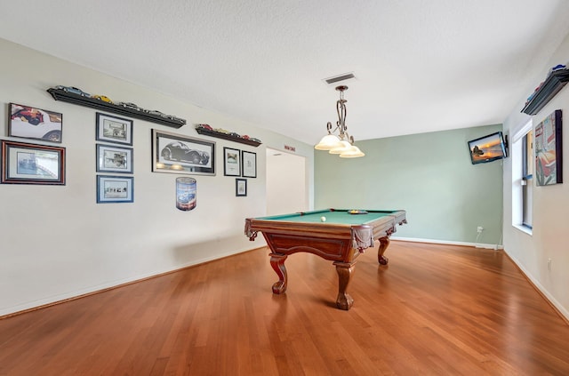 game room featuring pool table and wood-type flooring