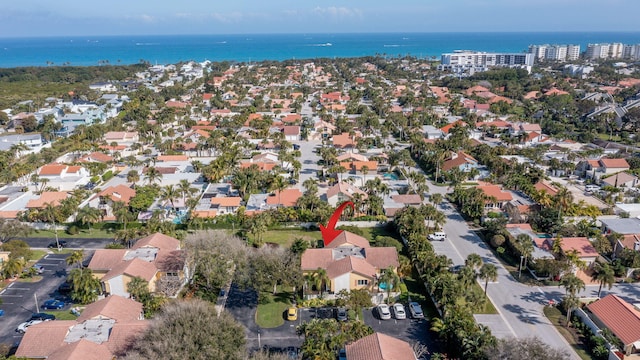 bird's eye view featuring a water view