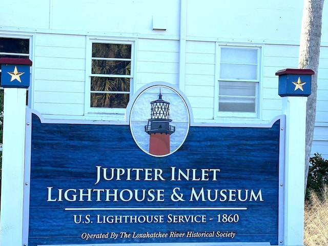 view of community sign