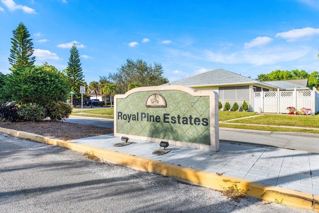 view of community sign