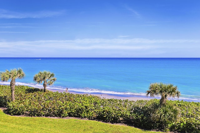 property view of water featuring a view of the beach