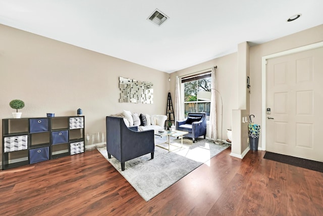 living room with hardwood / wood-style flooring