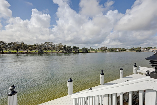 view of water feature with a boat dock