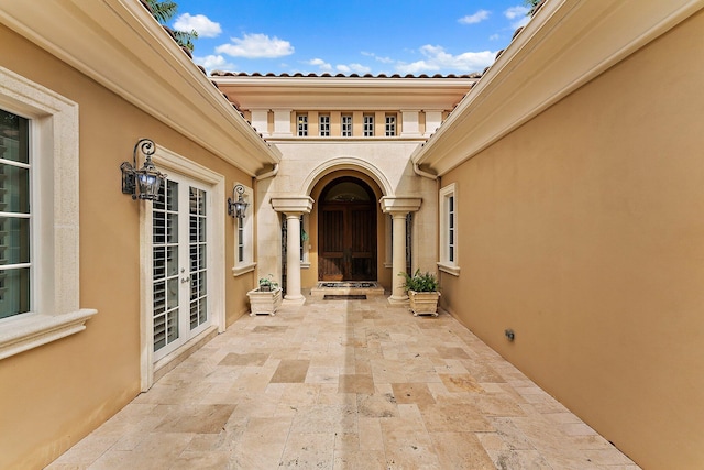 view of patio / terrace featuring french doors