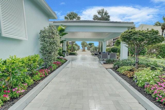 view of community featuring a gazebo and a patio area