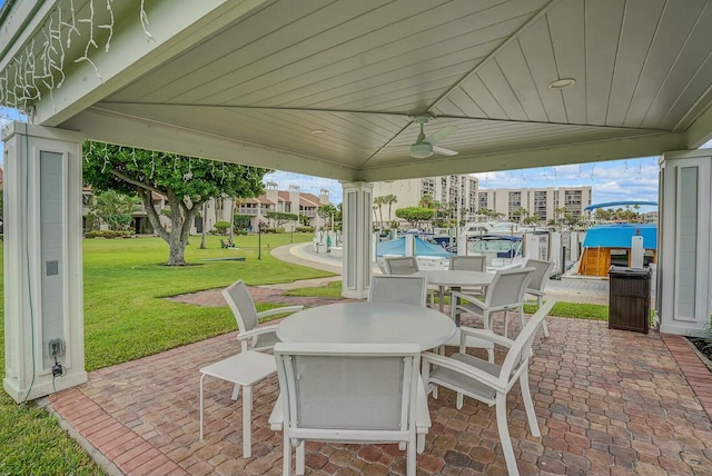 view of patio / terrace featuring ceiling fan