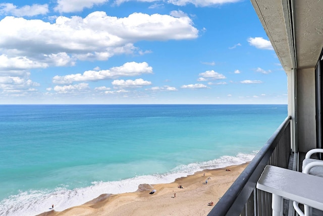 property view of water with a beach view