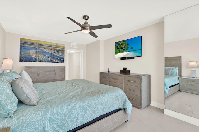 bedroom featuring ceiling fan