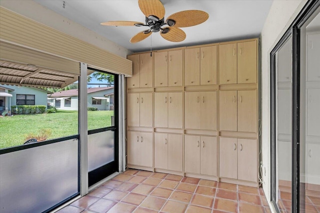 1714 Palmland Dr Unit 1714, Boynton Beach, FL 33436 - unfurnished sunroom featuring ceiling fan
