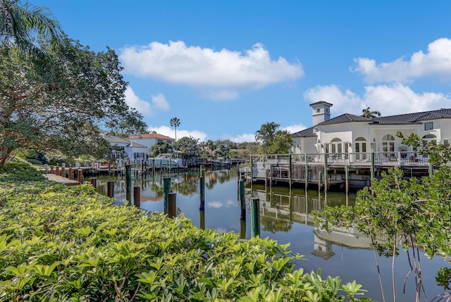 dock area featuring a water view