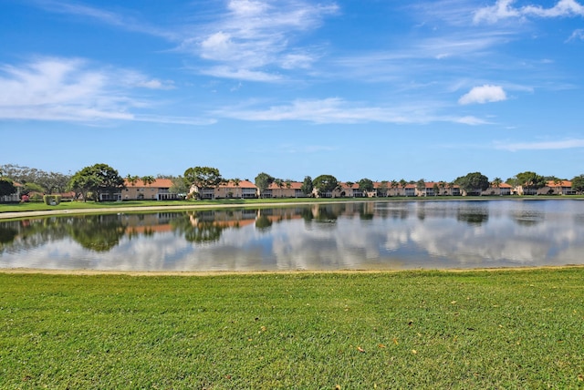 view of water feature with a residential view