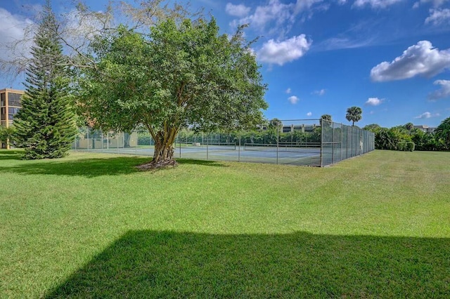 exterior space featuring tennis court