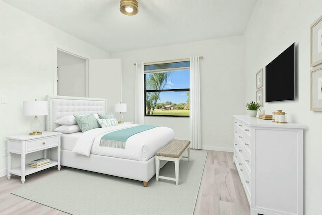 bedroom with light wood-type flooring