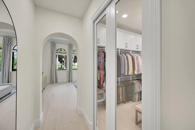 hall featuring light hardwood / wood-style flooring