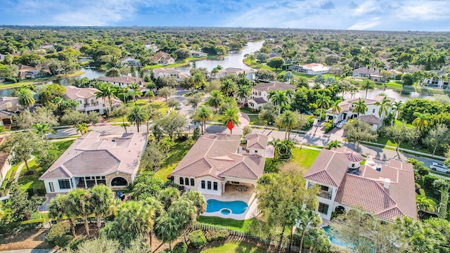 bird's eye view featuring a water view