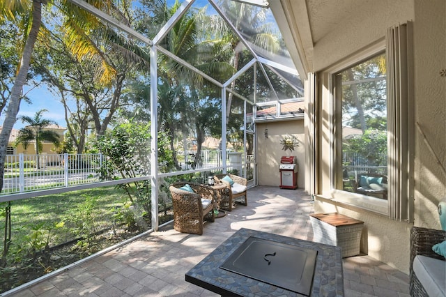 view of unfurnished sunroom