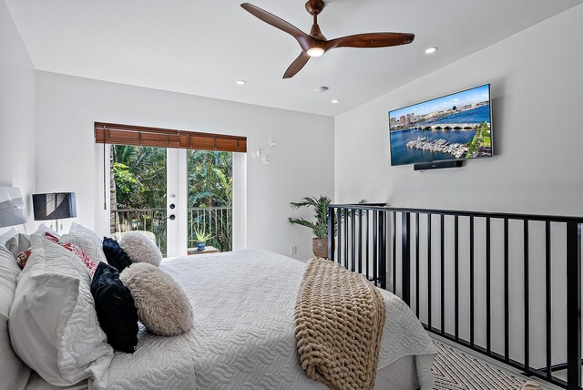 330 Franklin Rd, West Palm Beach, FL 33405 - bedroom with access to outside, recessed lighting, and a ceiling fan