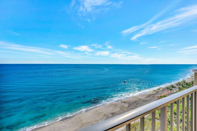 view of water feature featuring a beach view