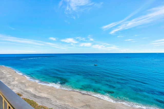 property view of water featuring a view of the beach