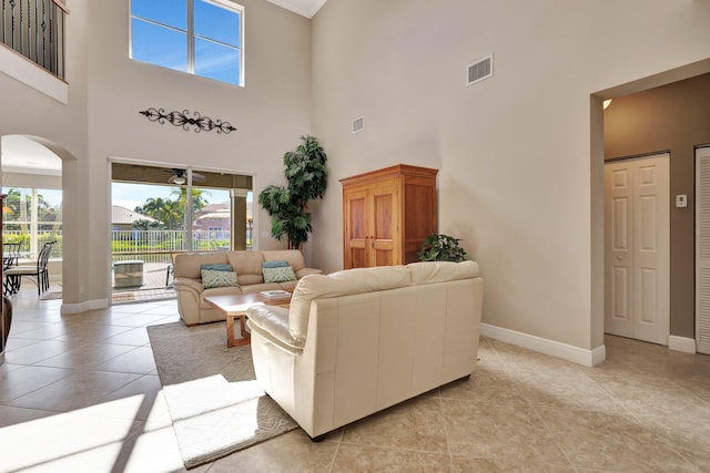 view of tiled living room