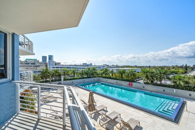 pool with a city view