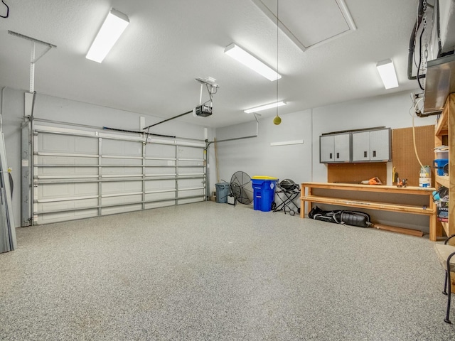 garage with a garage door opener