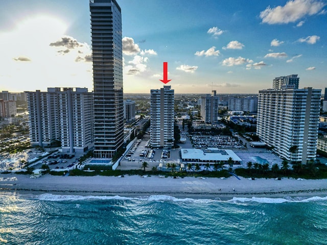 property's view of city with a water view