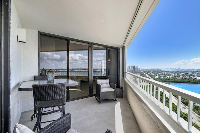 balcony with a water view