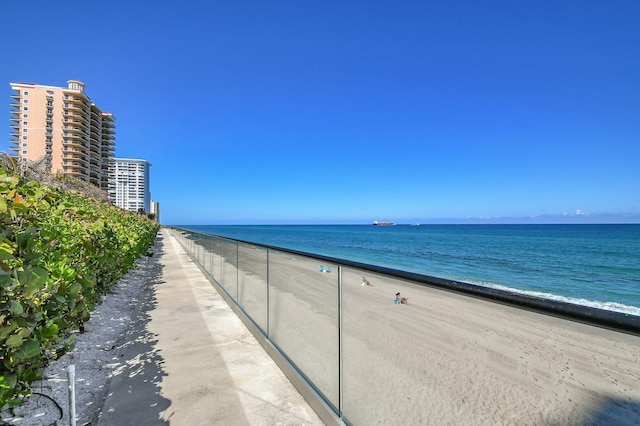 property view of water with a beach view