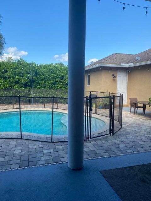 view of swimming pool with a patio