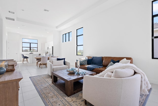 view of tiled living room