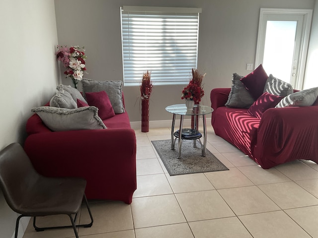 view of tiled living room