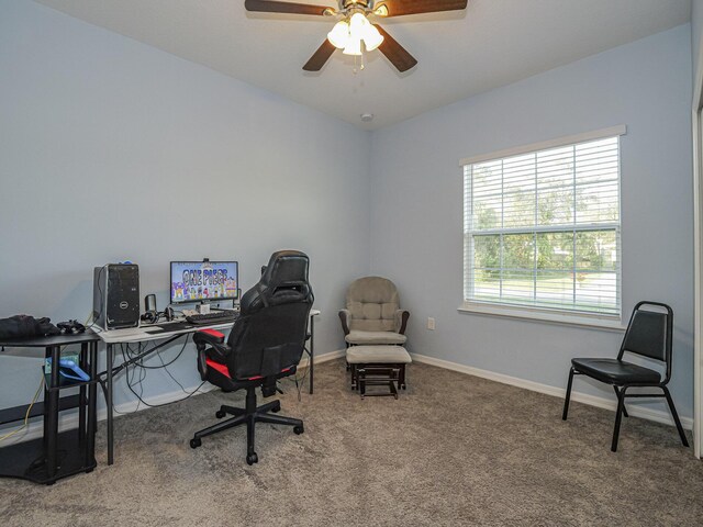 unfurnished bedroom featuring carpet, ceiling fan, and a closet