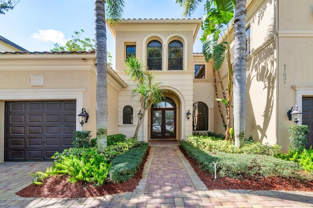 doorway to property featuring french doors