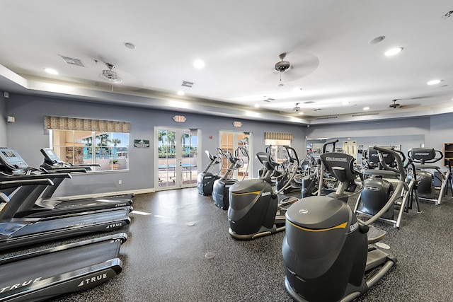 workout area with french doors