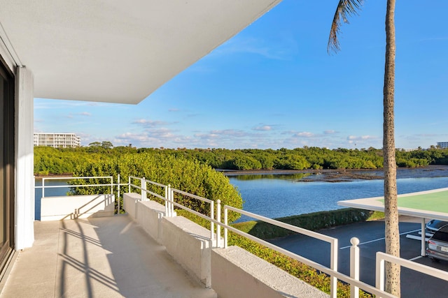 balcony with a water view