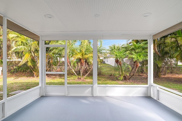 view of unfurnished sunroom