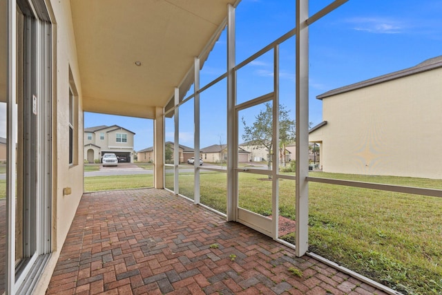 view of unfurnished sunroom