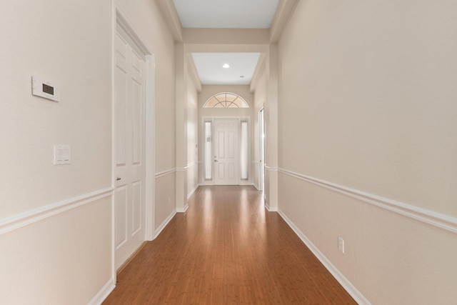 corridor featuring hardwood / wood-style flooring