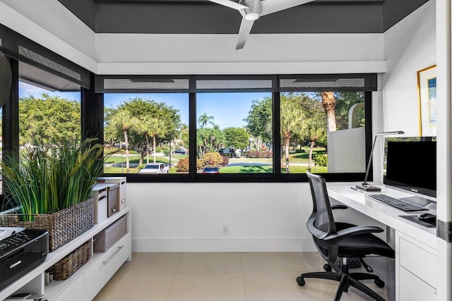 view of tiled home office