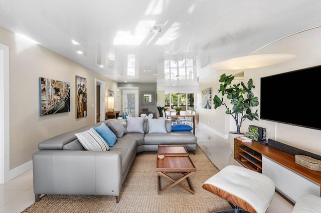 view of tiled living room