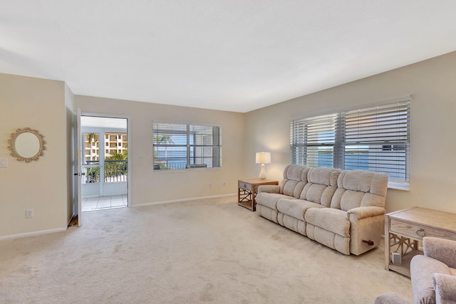 living room with light carpet